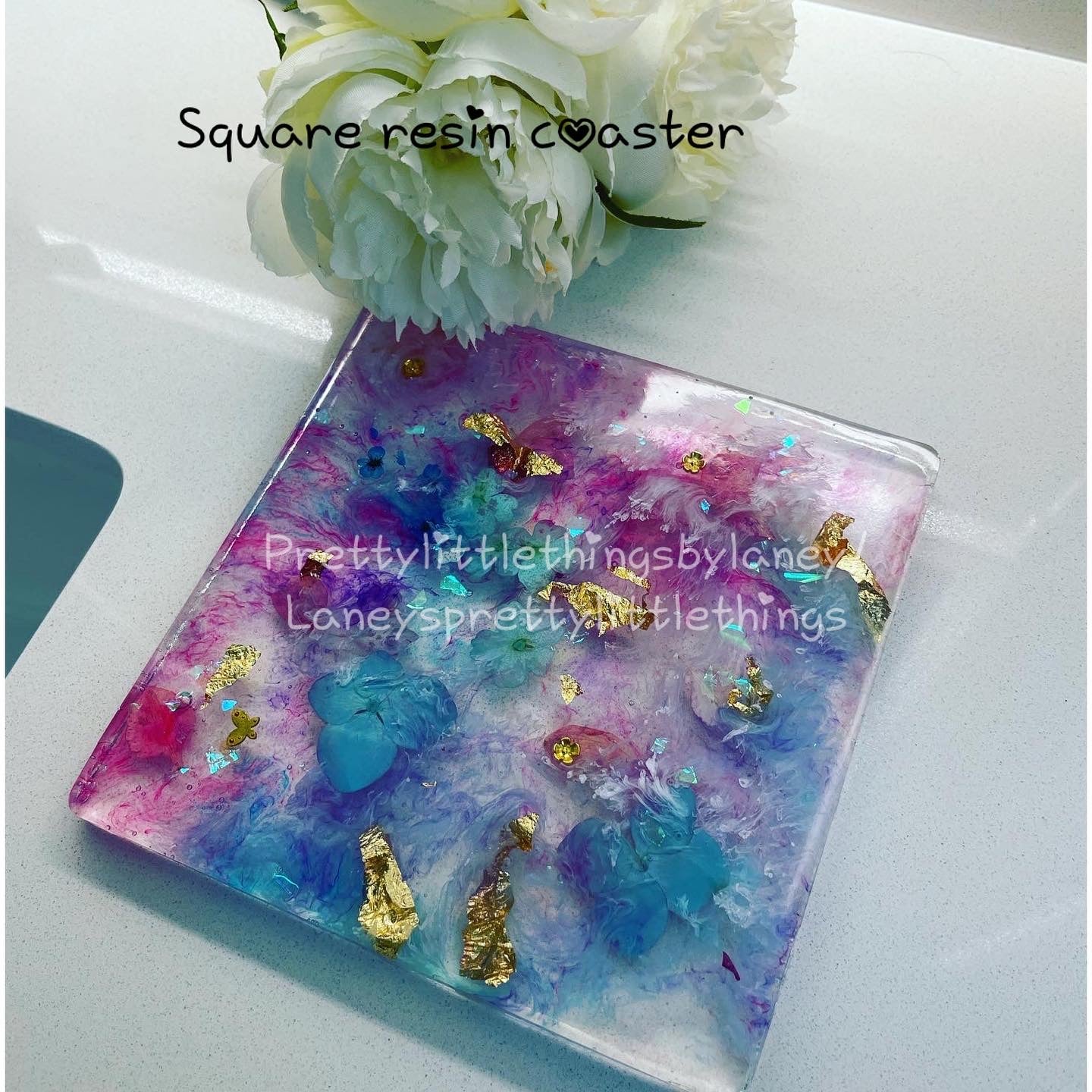 Square resin coaster