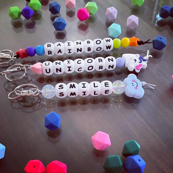 Name best sale bead keychain