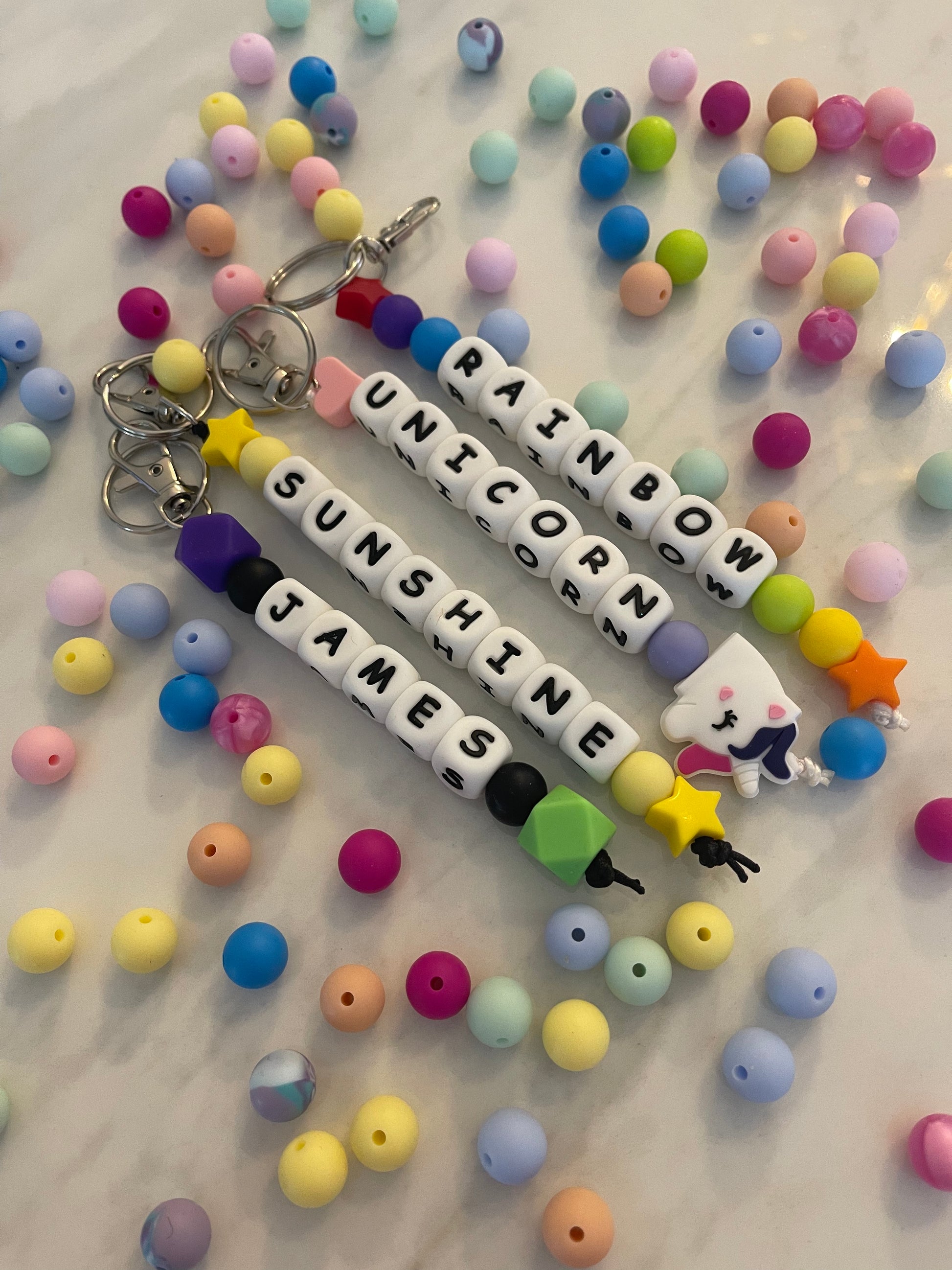 Personalized Beaded Name Unicorn Keychain